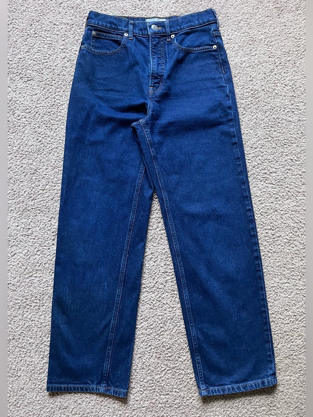 Everlane The Way-High Straight Leg Jeans Dark Indigo Organic Cotton Size 27